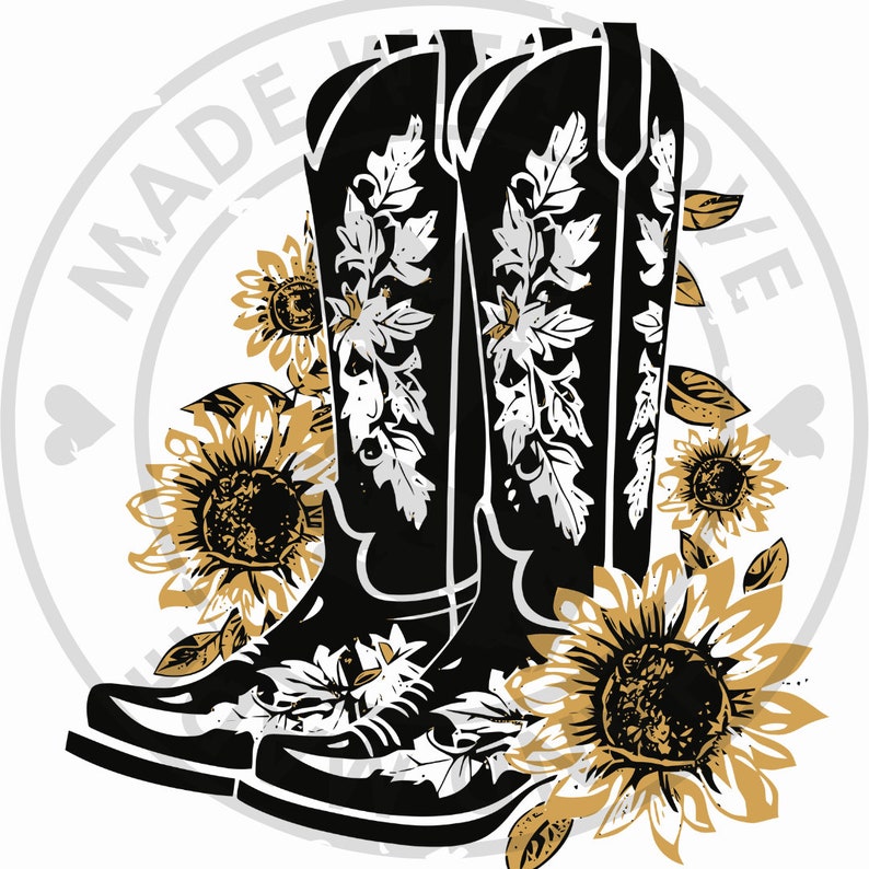 Cowgirl & Cowboy Boots SVG Bundle Floral and Sunflower Boots Svgs
