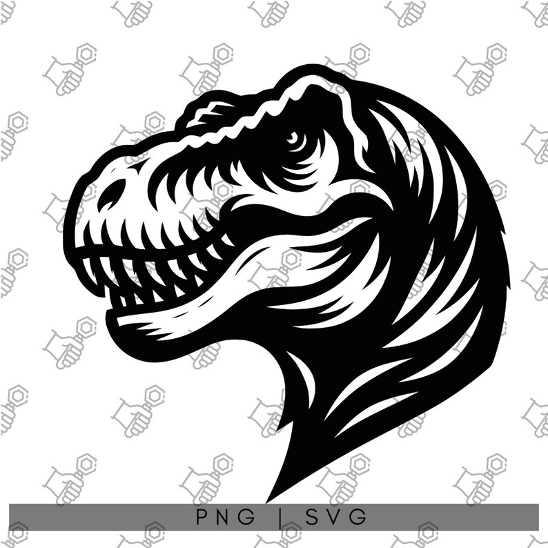 Dinosaur Trex Head Mascot SVG, DXF, PNG Cut File for Clipart