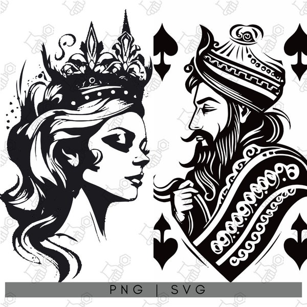 Royal Couples Collection: King & Queen, Spades and Hearts SVG Bundle for Shirts and Playing Cards