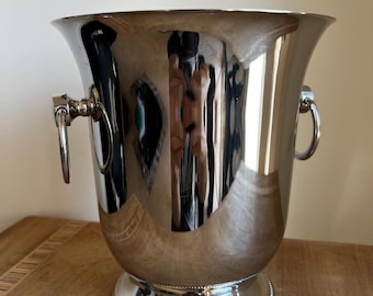 Cubitera para champán Guy Degrenne – Acero inoxidable francés vintage – Enfriador de vino – Elegante menaje de bar