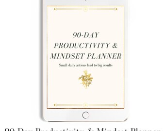 Planificador de productividad y mentalidad de 90 días / PDF digital e imprimible / Establecimiento de objetivos, diario, seguimiento de hábitos, planificador de vida