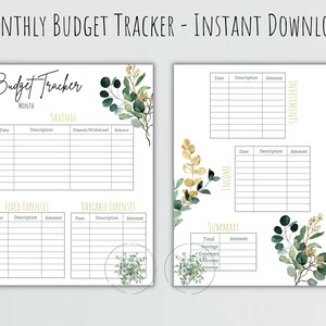 Printable Monthly Budget Tracker Instant Download - Etsy
