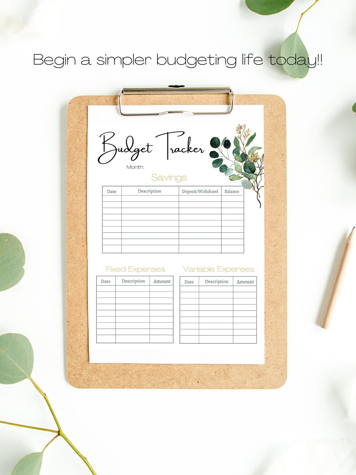 Printable Monthly Budget Tracker Instant Download Etsy