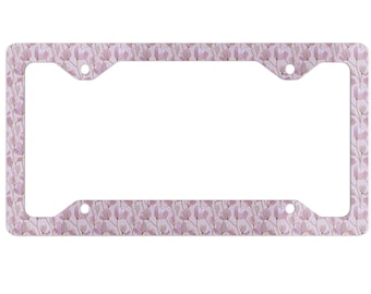 Cadre de plaque d'immatriculation floral, décoration de voiture fleurs arc-en-ciel, support de plaque de vanité