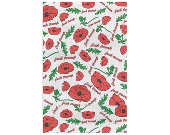 Fuck Trump Floral Poppy Tea Towel, Sassy Political Kitchen Decor, Liberal Humor Dish Towel