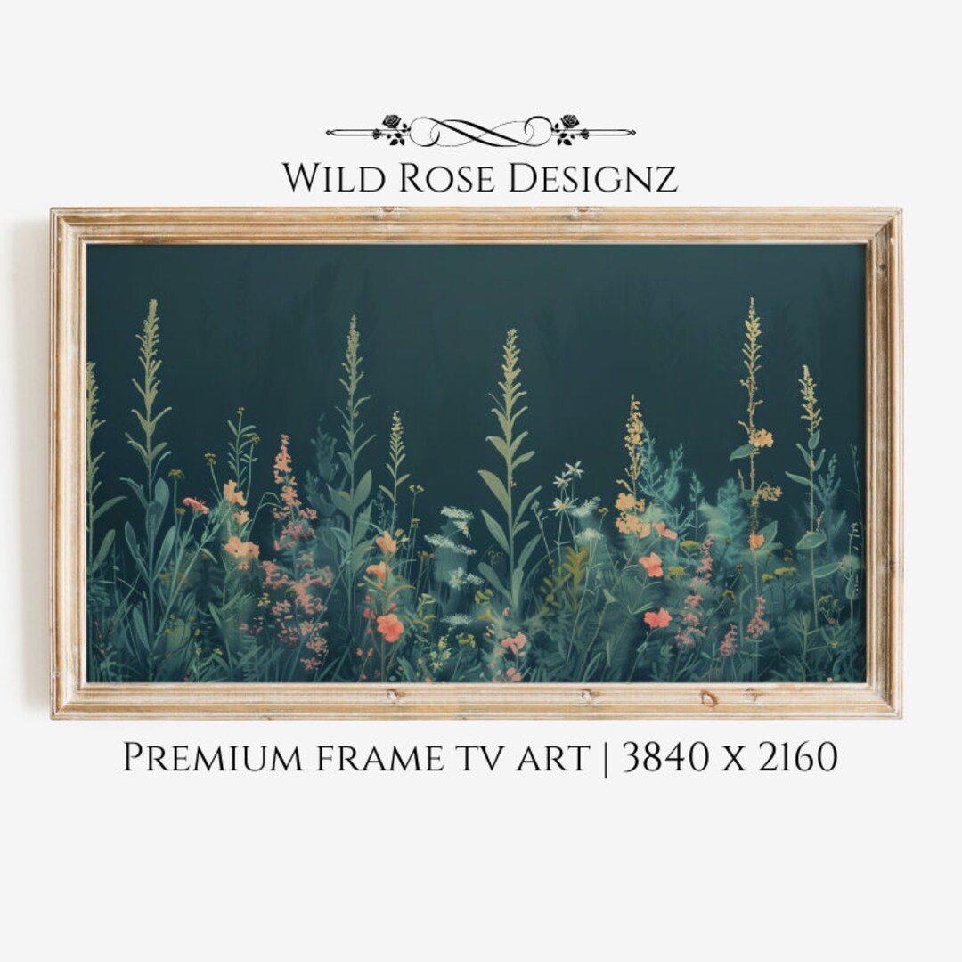 Dark Vintage Floral Frame TV Art Dark Academia Flower Painting ...
