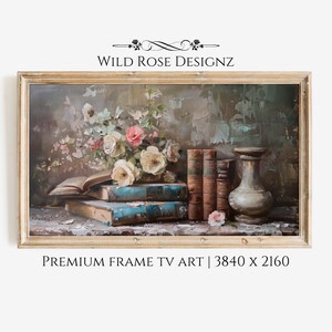 Frame Tv Art, Samsung Art Tv Books, Vintage Map, Digital Download For Samsung Frame, Library Books Frame Tv, Still Life With Books | TV0078