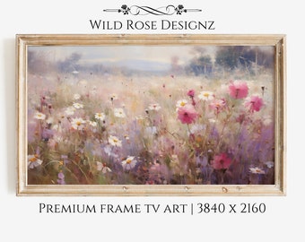 Spring Country Wildflower Field Samsung Frame TV Art, Cottage County Frame TV Art Vintage, Digital Download Smart TV Screensaver | TV00065