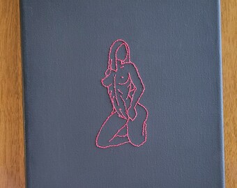 Female Body Wall Decor, Woman Line Art, Female Body Art, Line Art, Booty Art, Sexy Wall Decor, Trendy Line Art, Embroidered Canvas