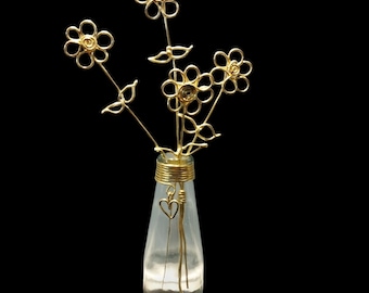 Eloxierter Aluminiumdraht Gänseblümchen Blumenstrauß - unvergängliche Blumenskulptur