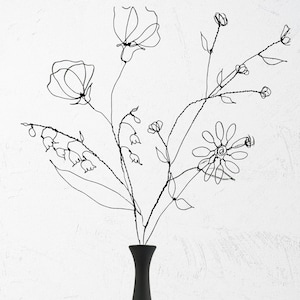 Wire Bouquet Wire Flower Bouquet Botanical Sculpture Spring Blooms Everlasting Floral Housewarming gift Metal Forever Flowers Home Decor