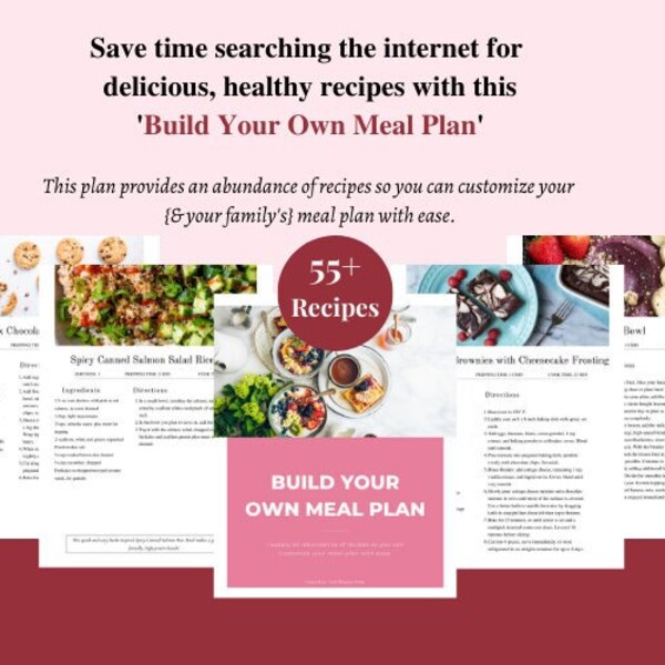 Customizable Clean Eating Meal Plan - Clean Eating Recipes - Easy to Prepare Healthy Recipes - Bonus Printable Meal Planner & Daily Trackers