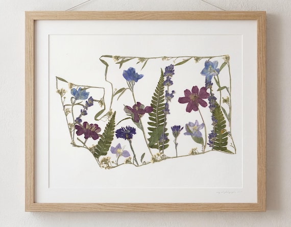 Washington Art Print, Pressed Wildflowers, Pacific Northwest Gift, PNW