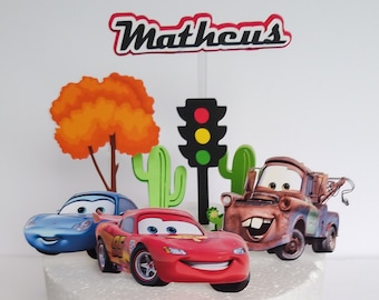 Personalized Cars Cake Topper, McQueen Party Decor