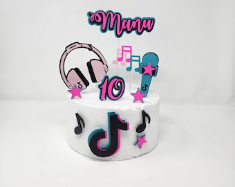 Personalized Tik Tok Cake Topper, Handmade Party Decoration