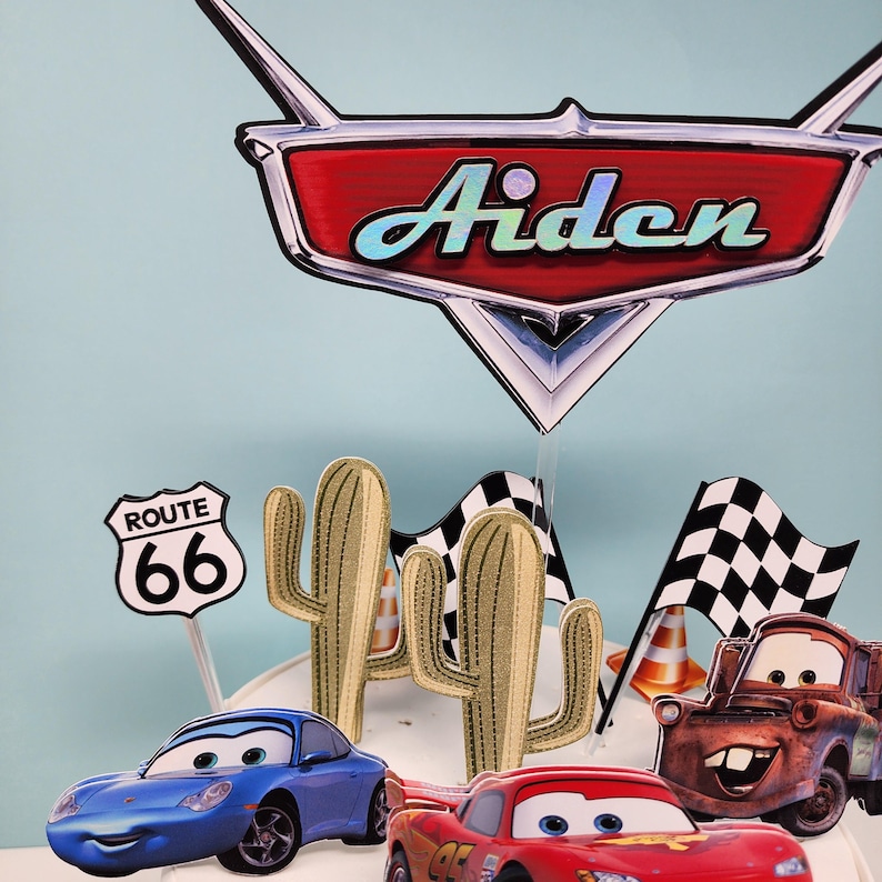 Personalized Cars Cake Topper: Custom Mcqueen Decor Plus 3 More Cars - Etsy