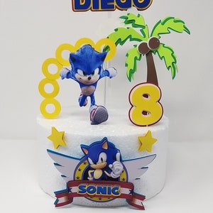 Sonic Cake Topper, Custom Cake Topper, Personalized  Sonic Words Cake Topper