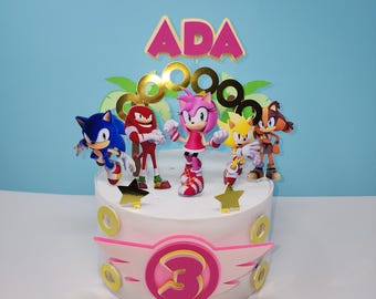 Tårtdekorationer för tjejer, Sonic, födelsedag/Knuckles, Sonic & Tails-tema till festen