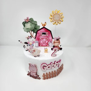 Farm Cake Topper | Farm Themed Party Decor | Old McDonald Farm Cake Topper | Pink Barn Animals | Farm Party Decorations/Animals in the Farm