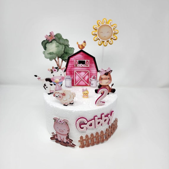 Decorazioni Torta Fattoria - Set 9 Pezzi Animali Per Compleanno Bambini