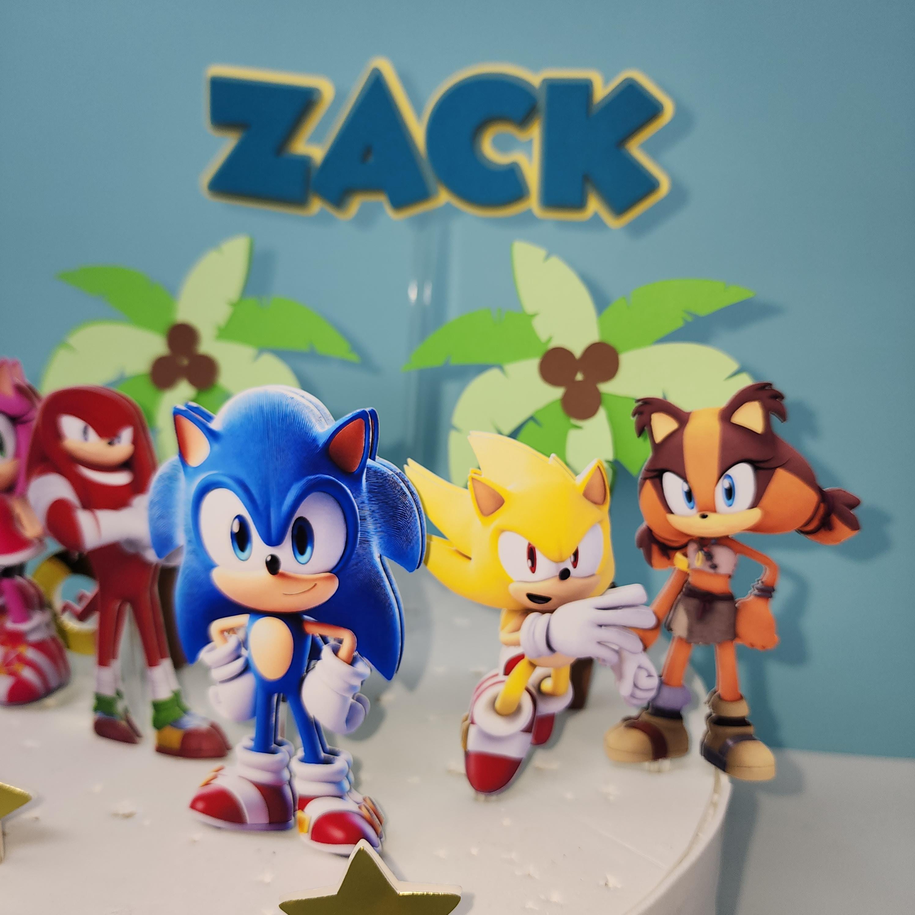 ソニックケーキトッパー：ナックルズ、ソニック、テイルスの誕生日