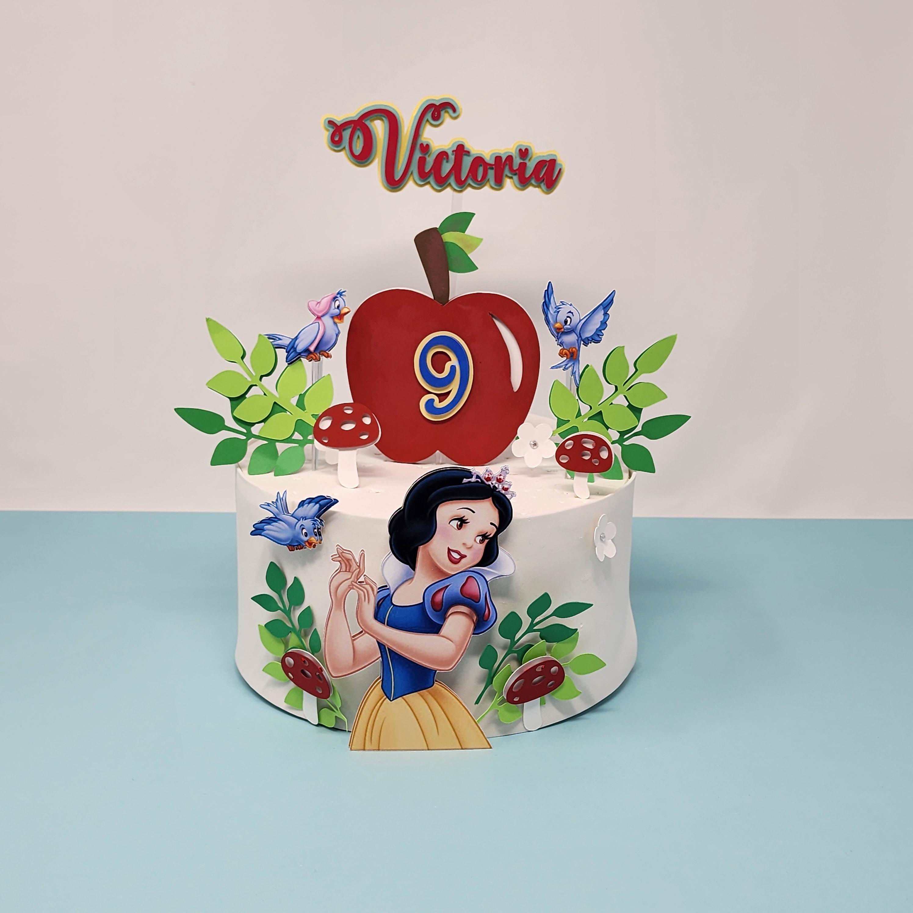 DoraDream Snow White "One" Cake Topper - 1st Birthday, Baby Shower, Pastel Glitter Decor, 6.7x3.4" - View #5