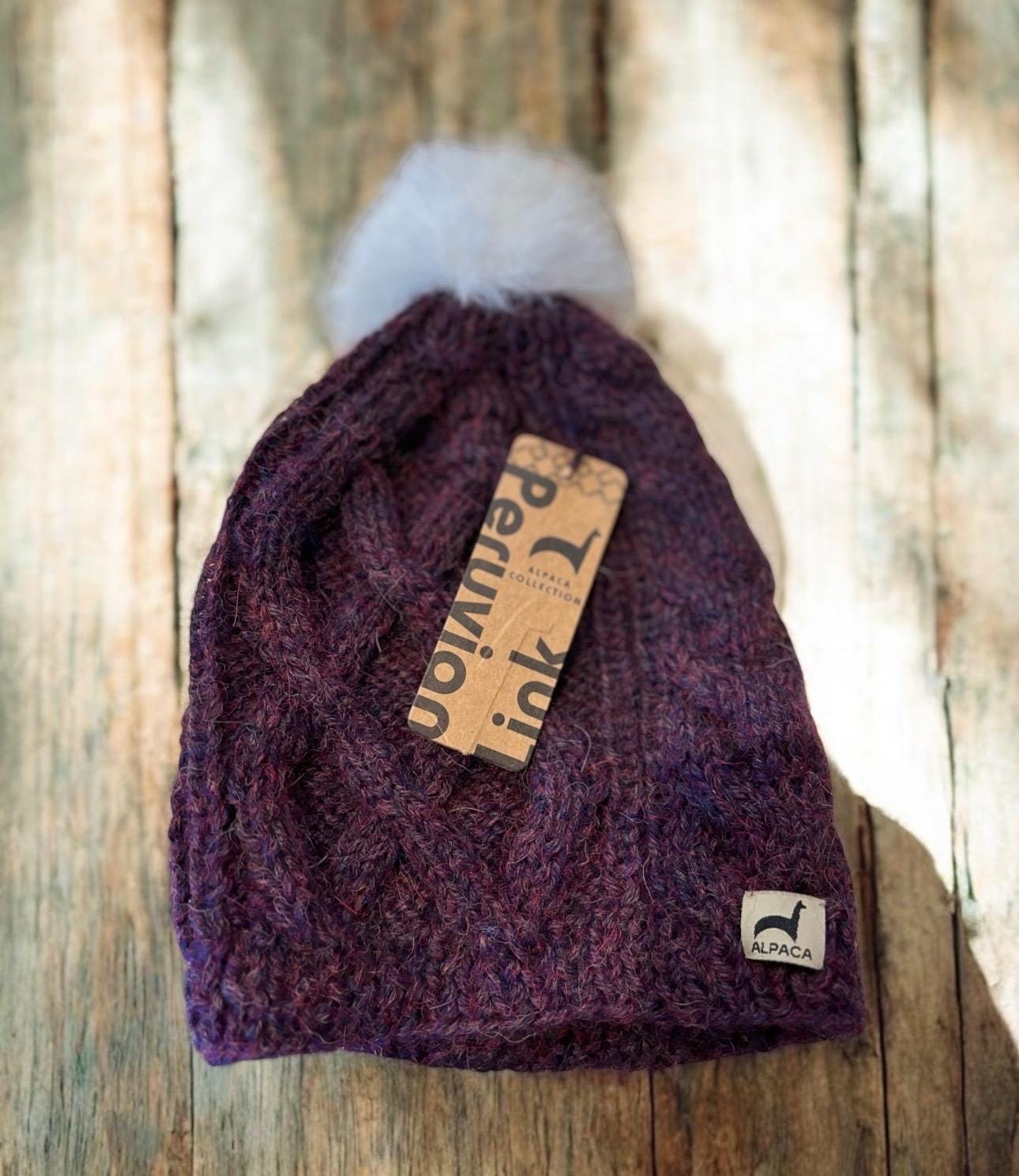 Pom-pom Cable Alpaca Hat - Etsy display picture 2