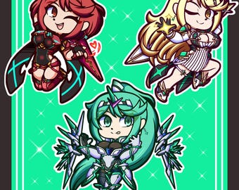 Pyra, Mythra and Pneuma Acrylic Charms