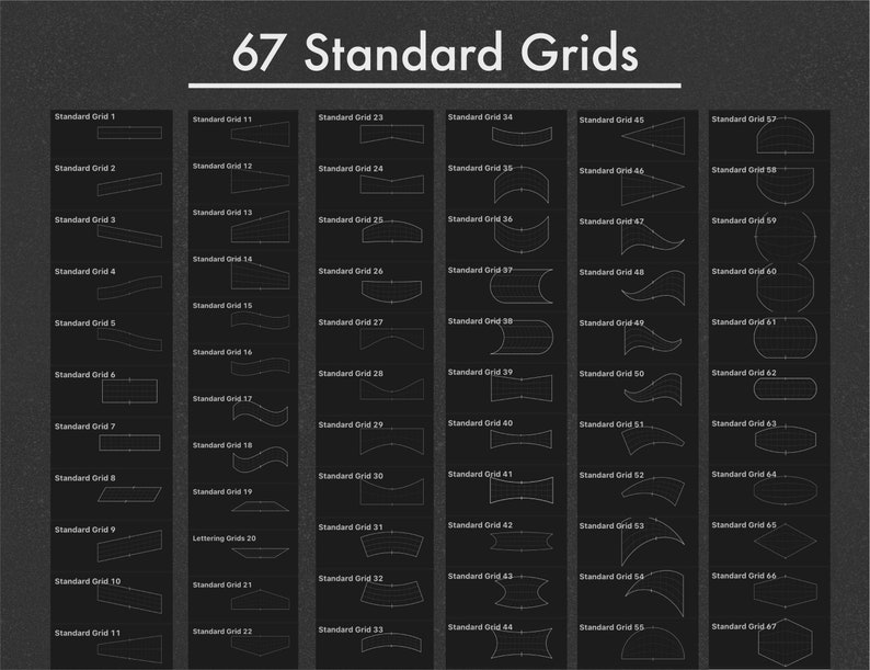 Cuadrículas de letras para Procreate: Sellos tipográficos, pinceles de perspectiva (Descarga instantánea) imagen 3