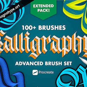 Ensemble de pinceaux avancés de calligraphie XXL pour Procreate | Double contour Lettrage Gothique Pinceaux à lettres noires | ensemble de pinceaux | Téléchargement instantané |