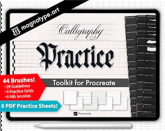 Procreate Calligraphy Toolkit: Brushes, Grids, Guidelines (Digital PDF)