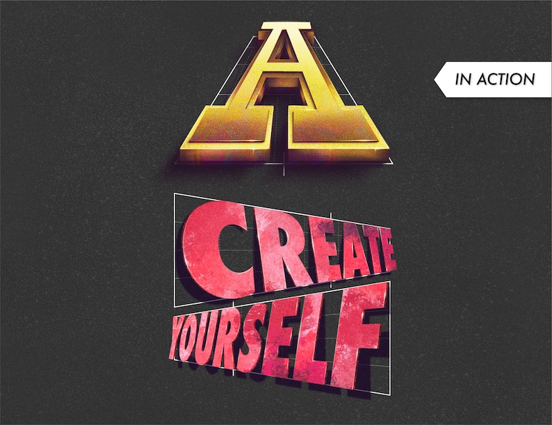 Cuadrículas de letras para Procreate: Sellos tipográficos, pinceles de perspectiva (Descarga instantánea) imagen 8