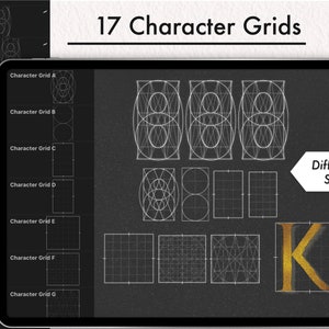 Cuadrículas de letras para Procreate: Sellos tipográficos, pinceles de perspectiva (Descarga instantánea) imagen 6