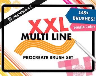 XXL Multi Line Procreate Brushes: 145+ Brush Set (Instant Download)