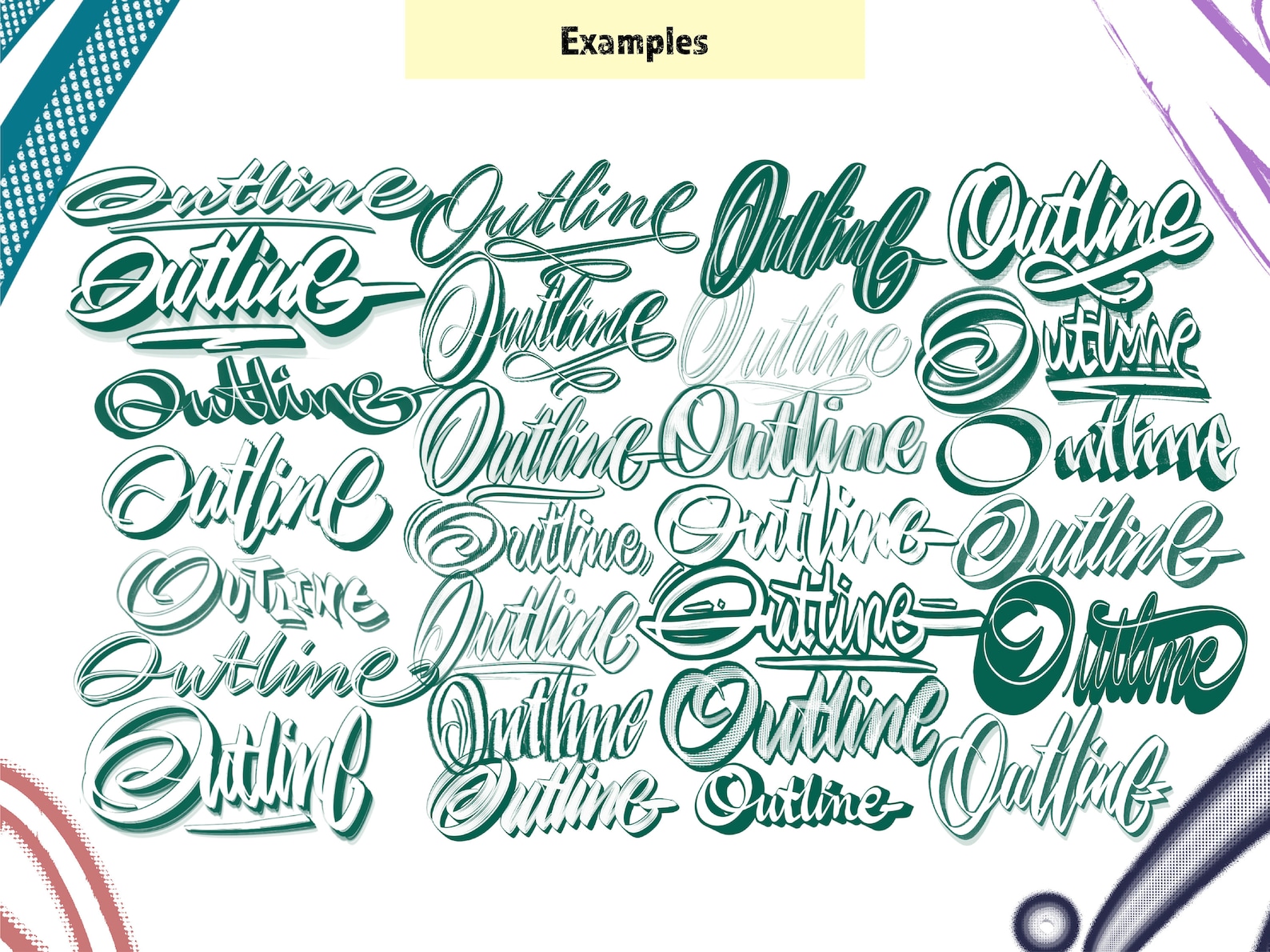 XXL Outline Lettering, Calligraphy Procreate Brush Bundle. Graffiti ...