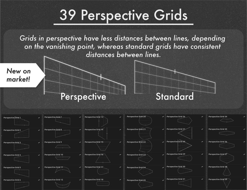 Cuadrículas de letras para Procreate: Sellos tipográficos, pinceles de perspectiva (Descarga instantánea) imagen 5