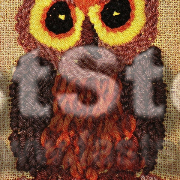 Macrame owl downloadable image 1970s owl graphic, JPG, tif, pdf for cardmaking, journaling