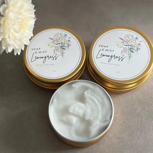 Lemongrass Body Cream/Botanical Non-Greasy Body Cream/Moisturizing Cream for Smooth Skin/Christmas Gift Idea