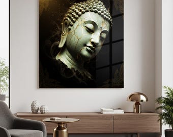 Kintsugi Buddha Head Print, Zen Wabi Sabi Decor (Digital Download