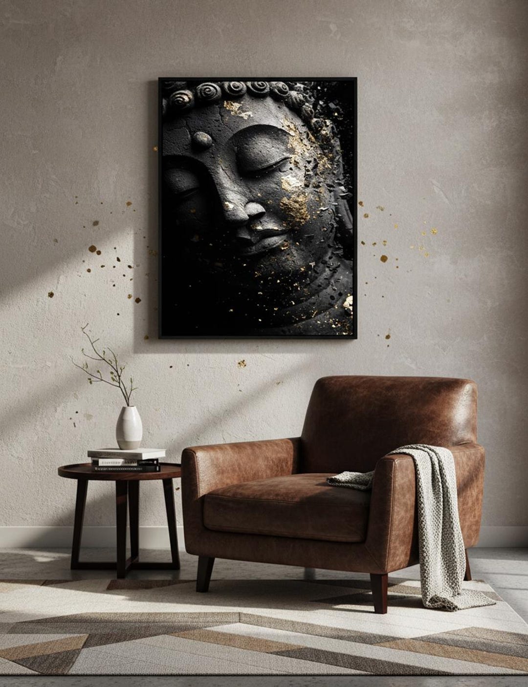 Black Buddha Gold Texture Print, Zen Art (digital Download) - Etsy