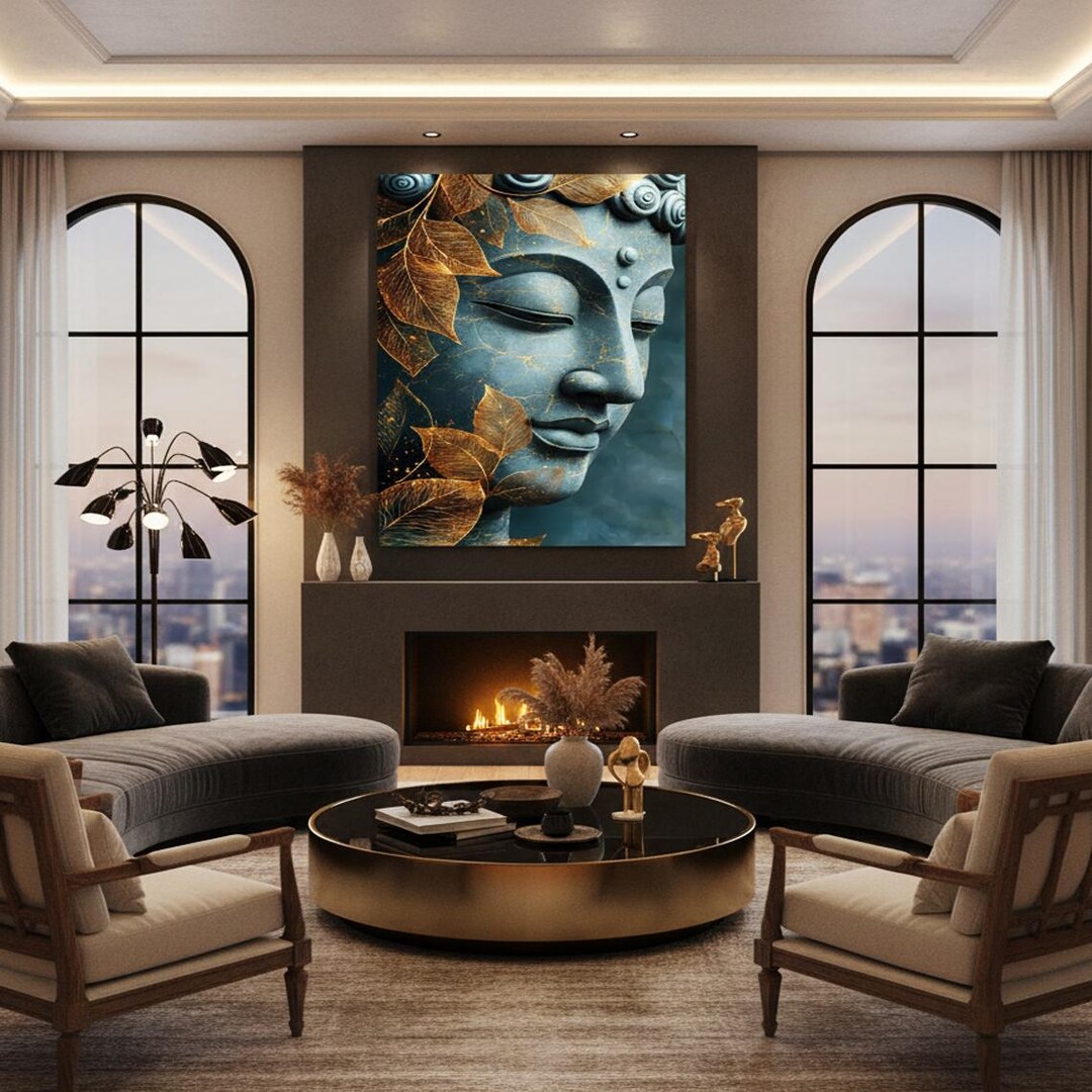 Buddha Wall Art Digital Download, Zen Meditation Art Print, Gold Leaf ...