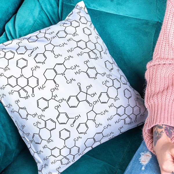 Organic Chemistry Equations Pillow,  Science Geek Gift Idea, chemistry pillow covers, Unique Home Decor for Science Lovers, Science gifts