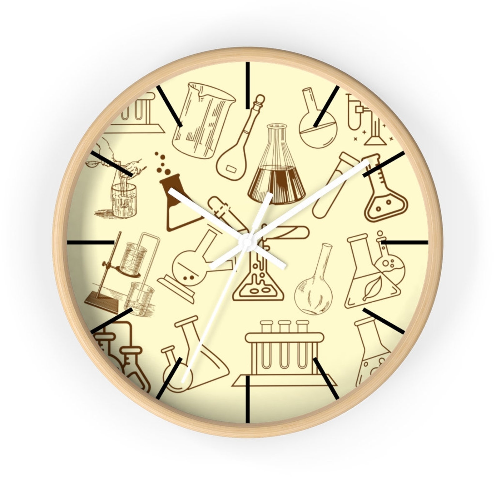 Science Glassware Wall Clock Laboratory Equipment Clock Etsy