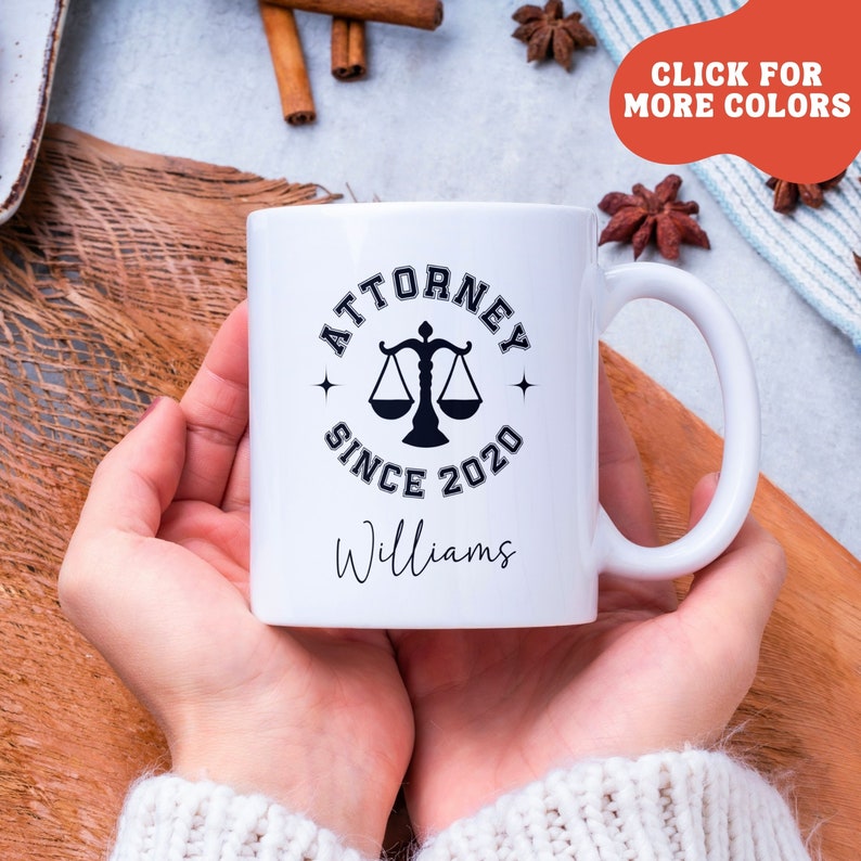 Custom Attorney Coffee Mug, Legal Themed Ceramic Cup, Personalized