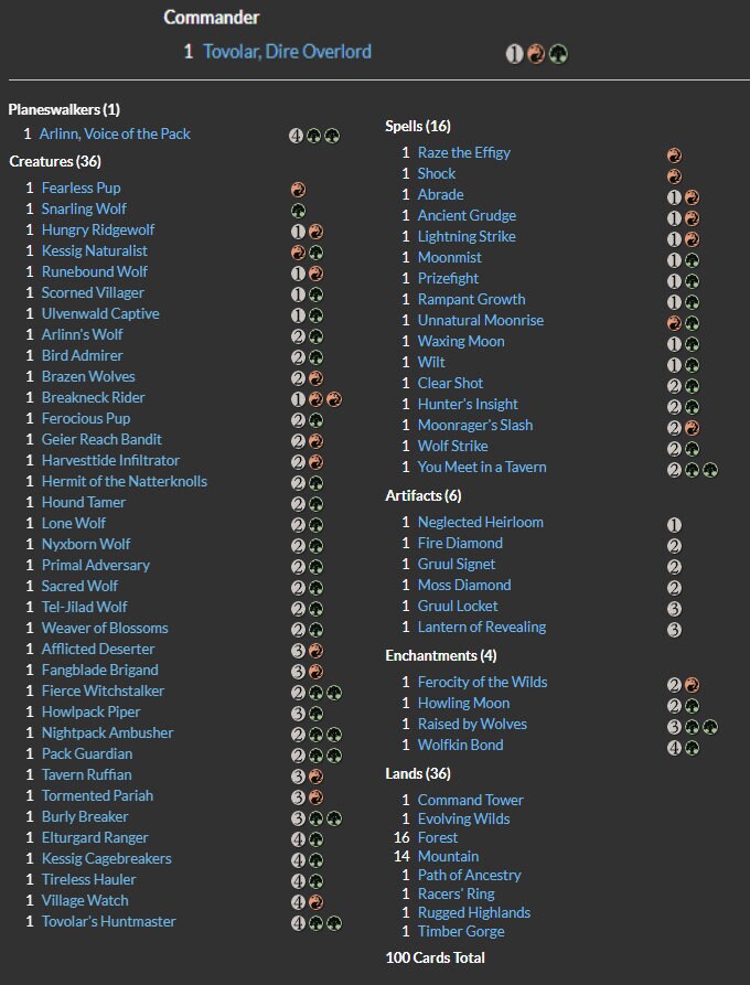 Tovolar Dire Overlord Werewolf Commander Deck EDH MTG Etsy Hong