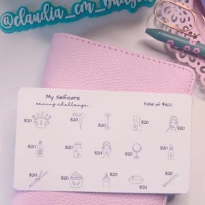 Desafío de ahorro para el autocuidado / Desafío laminado reutilizable / Sobres con cierre para efectivo / Minimalista / Desafío "Todo sobre ti"