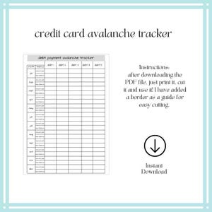 FICHIER NUMÉRIQUE - Traqueur d'avalanches par carte de crédit | PDF imprimable | Outils de budgétisation