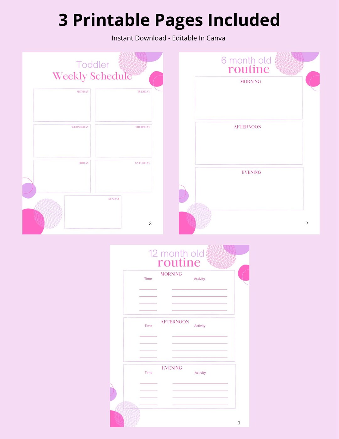 Baby Routine Planner Printable | Daily Baby Schedule | Editable Canva ...