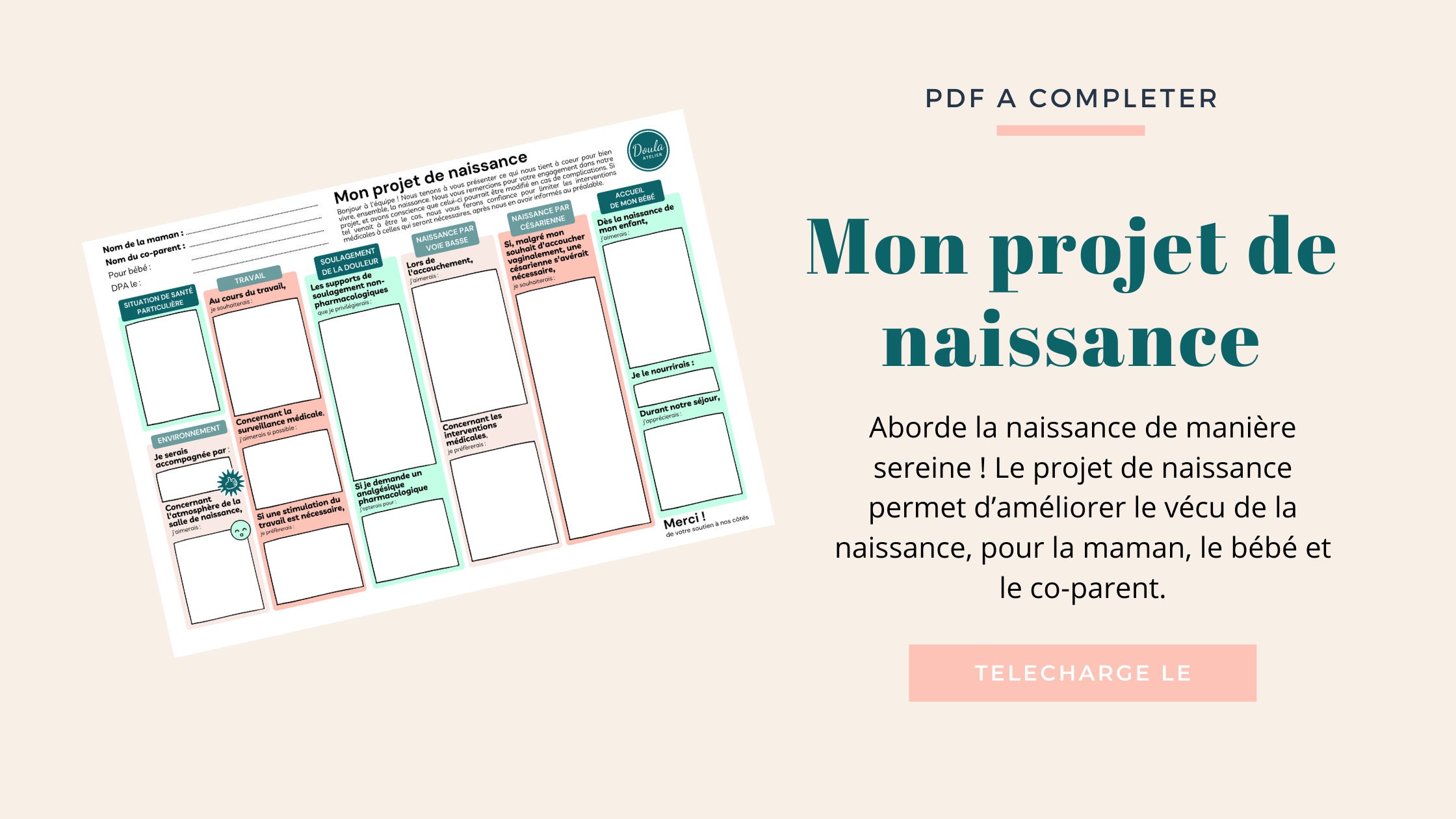 Projet de naissance / Plan de naissance / Doula / Accouchement Etsy