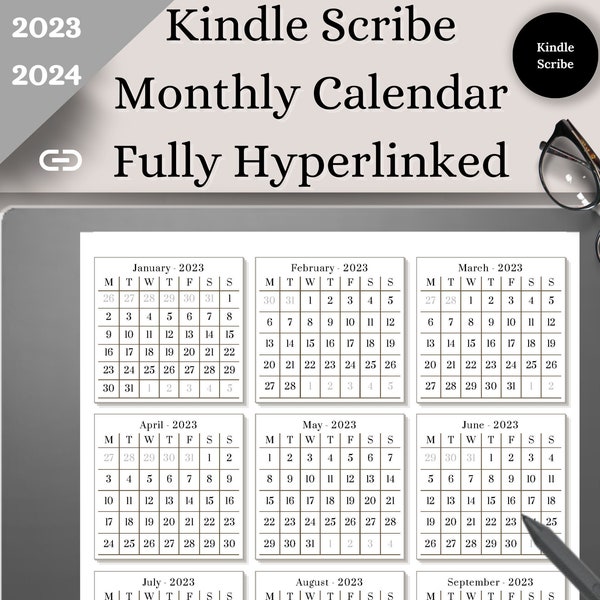 Kindle Calendars Etsy